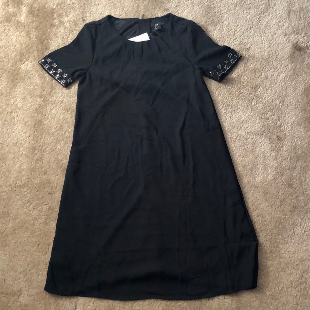 NWT Black H&M Dress with Beading Detail Size 2